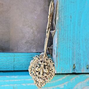 Vintage Italian Fleur De Lis Biscuit Sugar Tongs